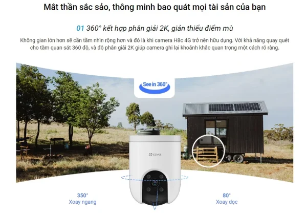 CAMERA WIFI EZVIZ H8C 4G - CS-H8c-R200-1K3KFL4GA - Hình ảnh 3