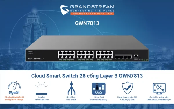 GWN7813 SWITCH LAYER-3 24 CỔNG GIGABIT 4 CỔNG SFP+ - Hình ảnh 3