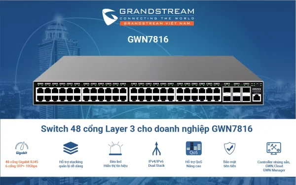 GWN7816 SWITCH LAYER-3 48 CỔNG GIGABIT 6 CỔNG SFP+ - Hình ảnh 2