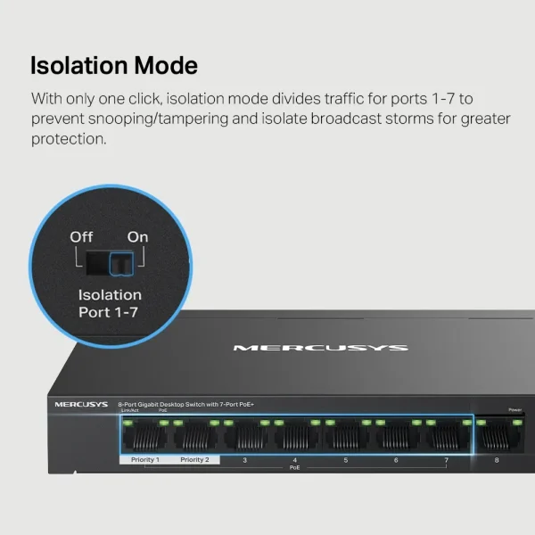 SWITCH POE MERCUSYS MS108GP - 7 PORT POE+ GIGABIT - Hình ảnh 5