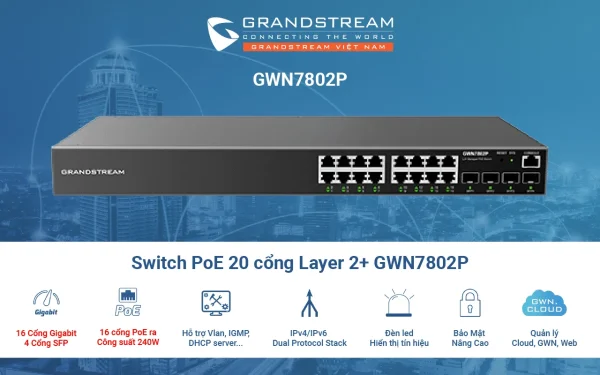 SWITCH POE GRANDSTREAM GWN7802P 16POE L2+ - Hình ảnh 2