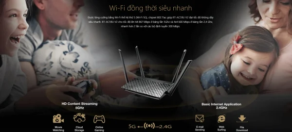 ROUTER WIFI ASUS RT-AC59U AC1500, STREAM 4K - Hình ảnh 6