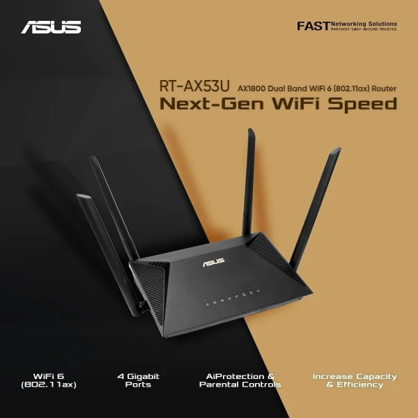 GAMING ROUTER WIFI ASUS RT-AX53U WIFI 6 AX1800 - Hình ảnh 3