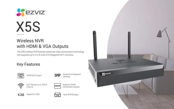 ĐẦU GHI HÌNH EZVIZ X5S 4W CS-X5S-R100-4W - 4 KÊNH KHÔNG DÂY - Hình ảnh 3
