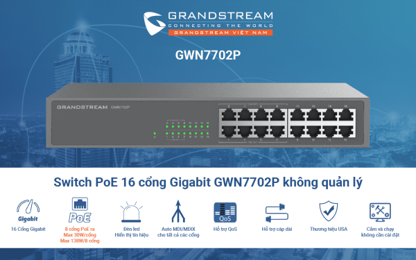 SWITCH GRANDSTREAM GWN7702P 16PORT 8POE - Hình ảnh 3