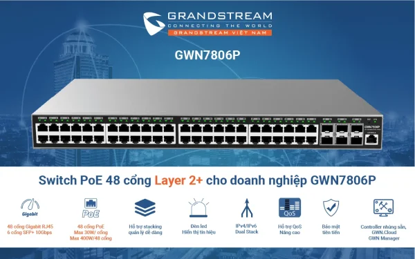 SWITCH POE GRANDSTREAM GWN7806P 48POE L2+ - Hình ảnh 2