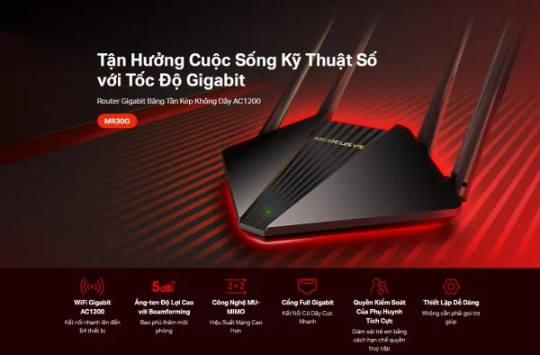 ROUTER WIFI MERCUSYS MR30G - WIFI MESH GIGABIT - Hình ảnh 4