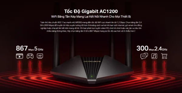 ROUTER WIFI MERCUSYS MR30G - WIFI MESH GIGABIT - Hình ảnh 3