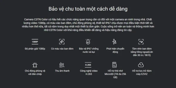 CAMERA WIFI EZVIZ H3C COLOR 2MP - CS-H3c-R100-1K2WFL - Hình ảnh 3
