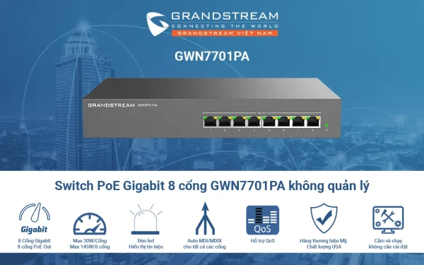 SWITCH POE GRANDSTREAM GWN7701PA 8 PORT POE - Hình ảnh 2
