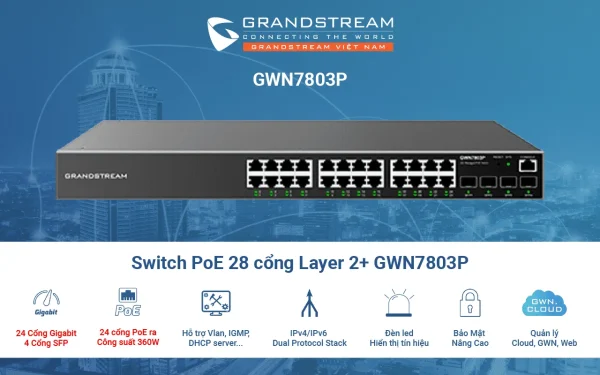 SWITCH POE GRANDSTREAM GWN7803P 24POE L2+ - Hình ảnh 2